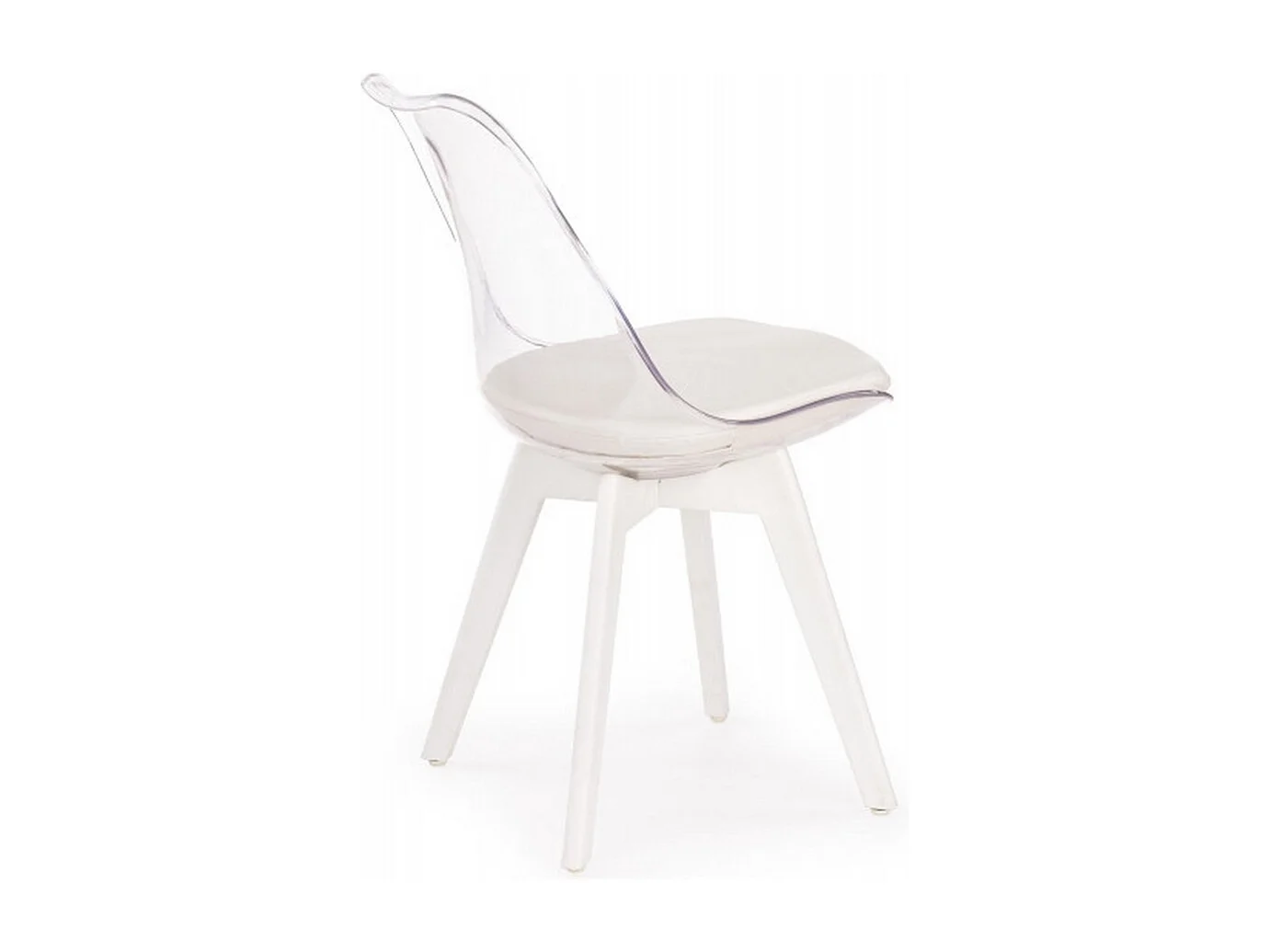 Chaise coque transparente pieds bois blanc Giggy