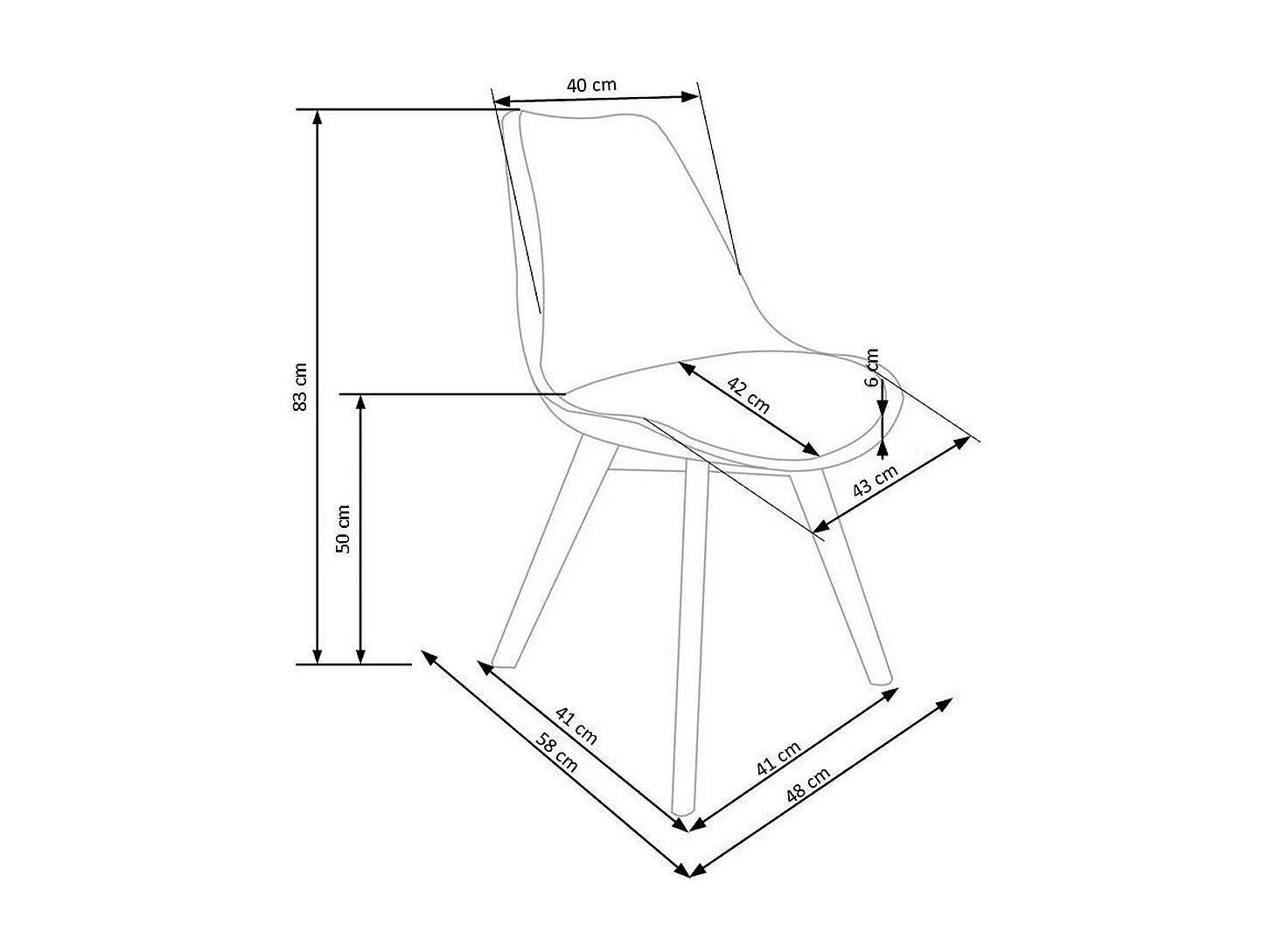 Chaise coque transparente pieds bois blanc Giggy