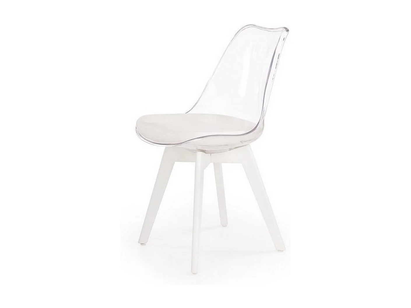 Chaise coque transparente pieds bois blanc Giggy