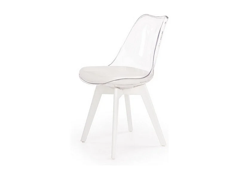 Chaise coque transparente pieds bois blanc Giggy