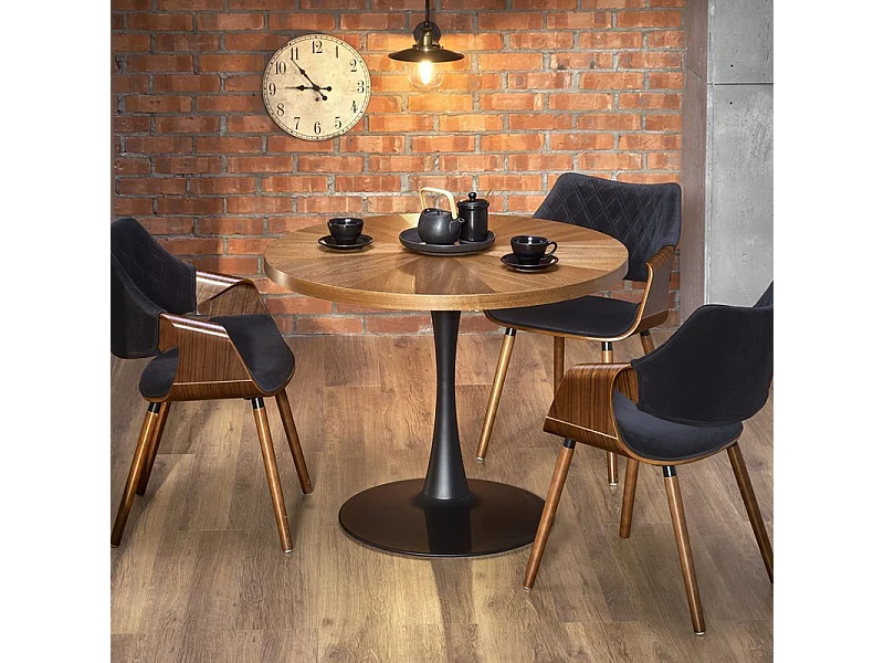 Chaise design retro noir et bois Melo