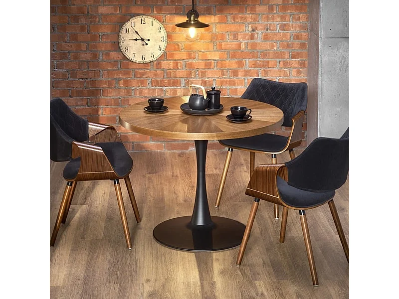 Chaise design retro noir et bois Melo
