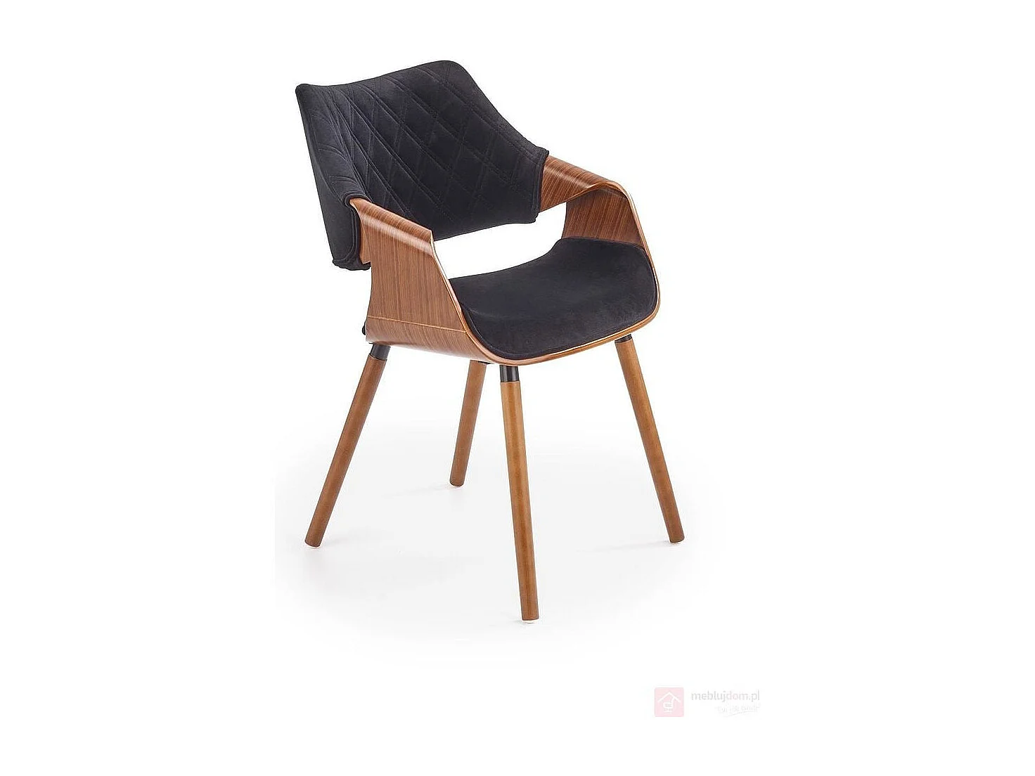 Chaise design retro noir et bois Melo
