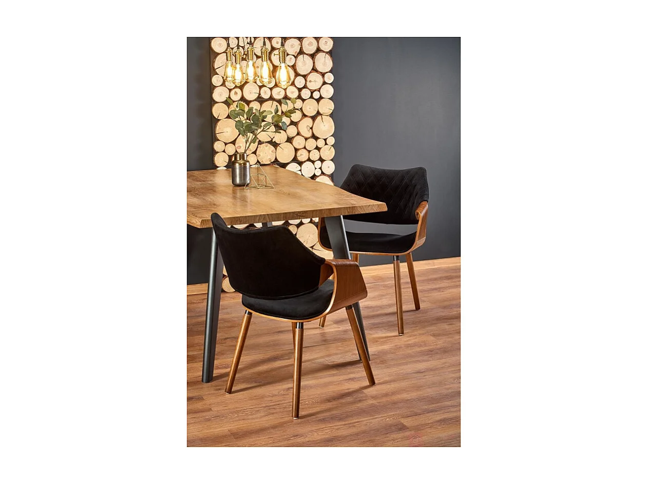 Chaise design retro noir et bois Melo