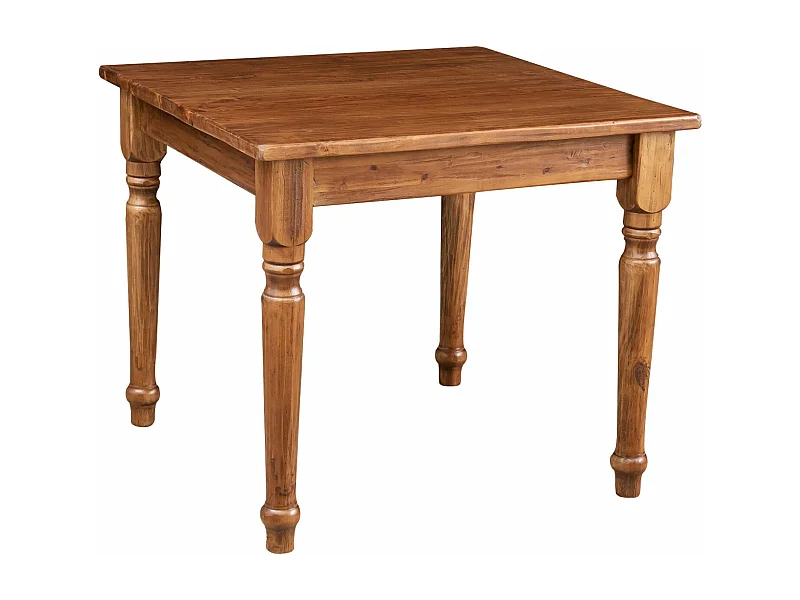 BISCOTTINI Table de Salle à Manger - Table en Bois Finition Antique Marron en Bois Massif - Table Style Campagne - 90x90x78 cm