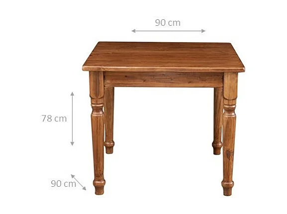 BISCOTTINI Table de Salle à Manger - Table en Bois Finition Antique Marron en Bois Massif - Table Style Campagne - 90x90x78 cm