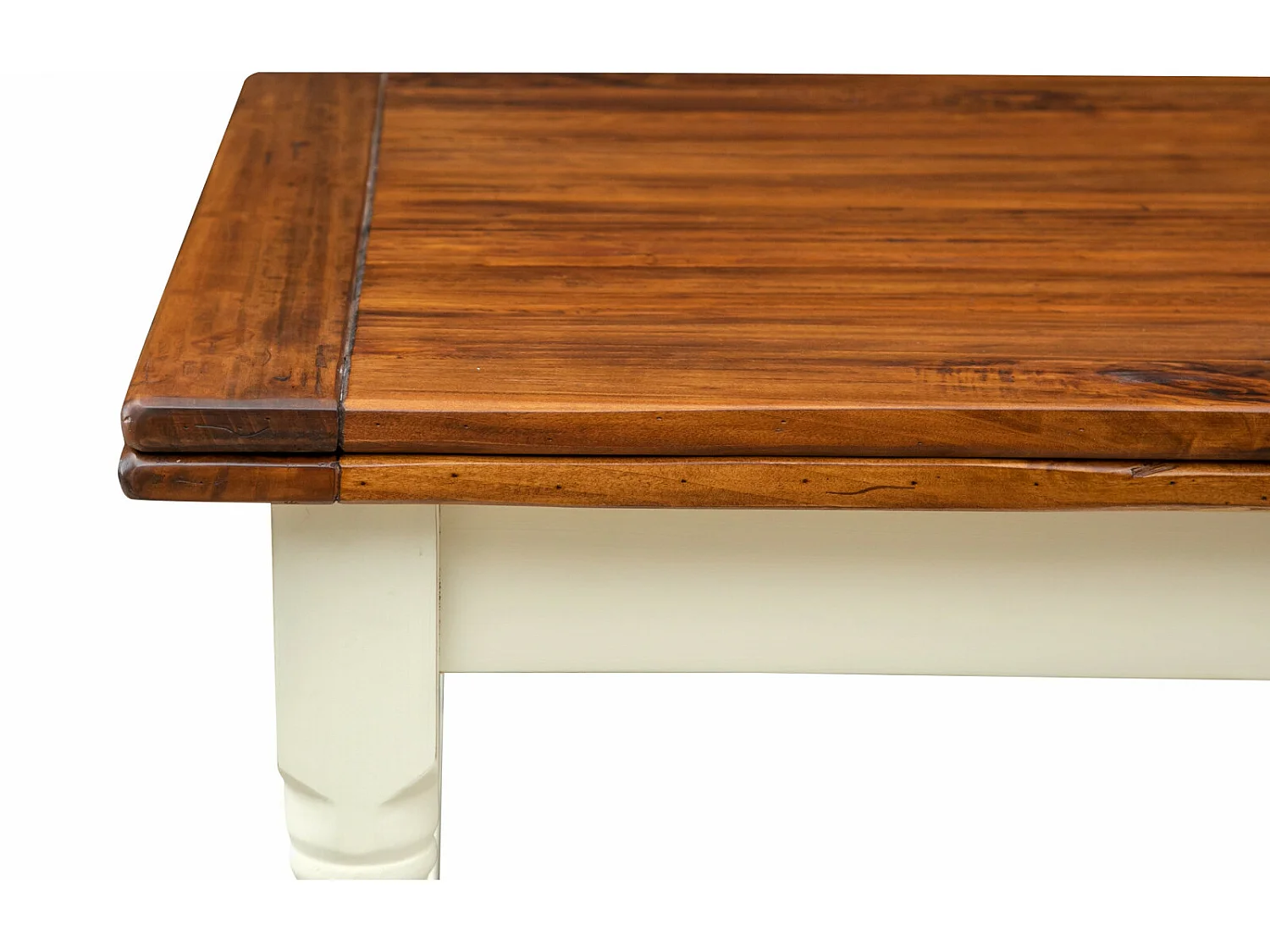 BISCOTTINI Table Extensible en Tilleul Massif - Table de Salle à Manger Finition Noyer Antique - Table pour 4 pour Salon et Cuisine - 90x80