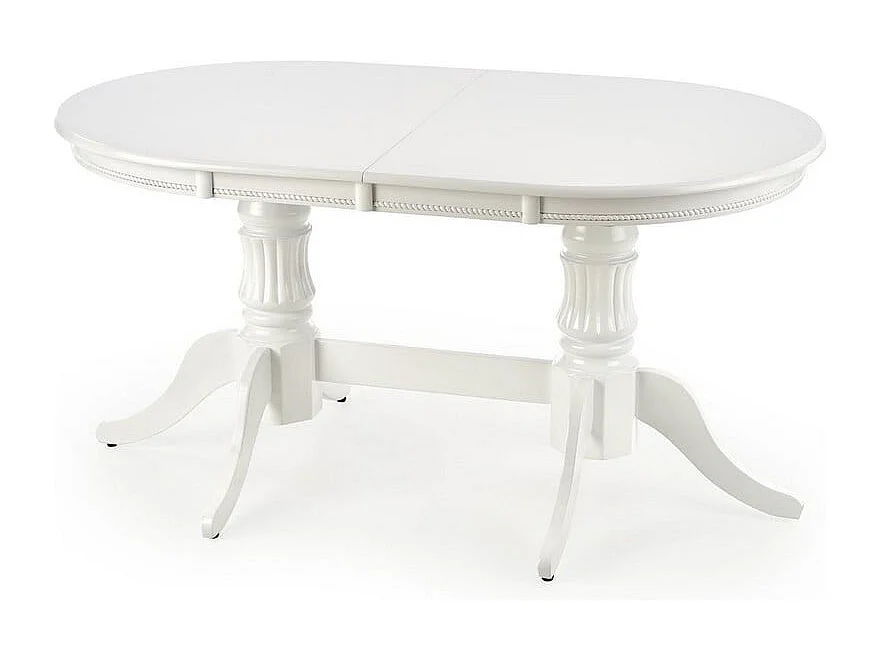 Table de salle à manger extensible blanche avec structure en bois massif Roma