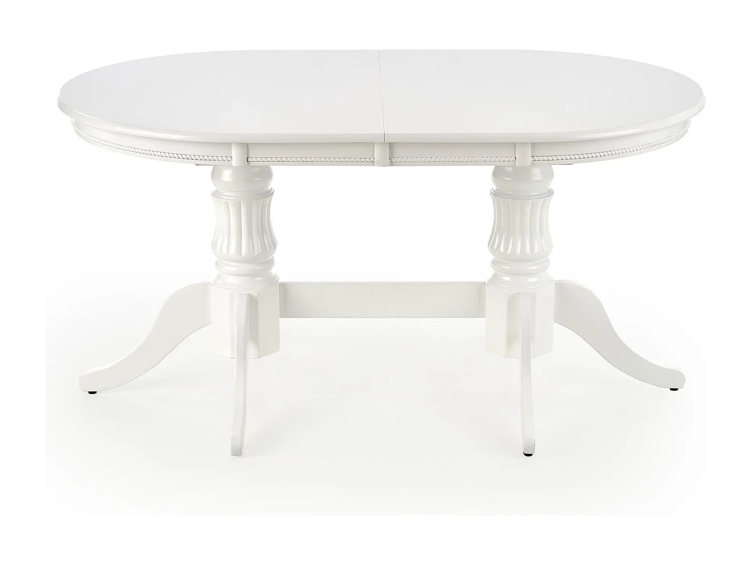 Table de salle à manger extensible blanche avec structure en bois massif Roma