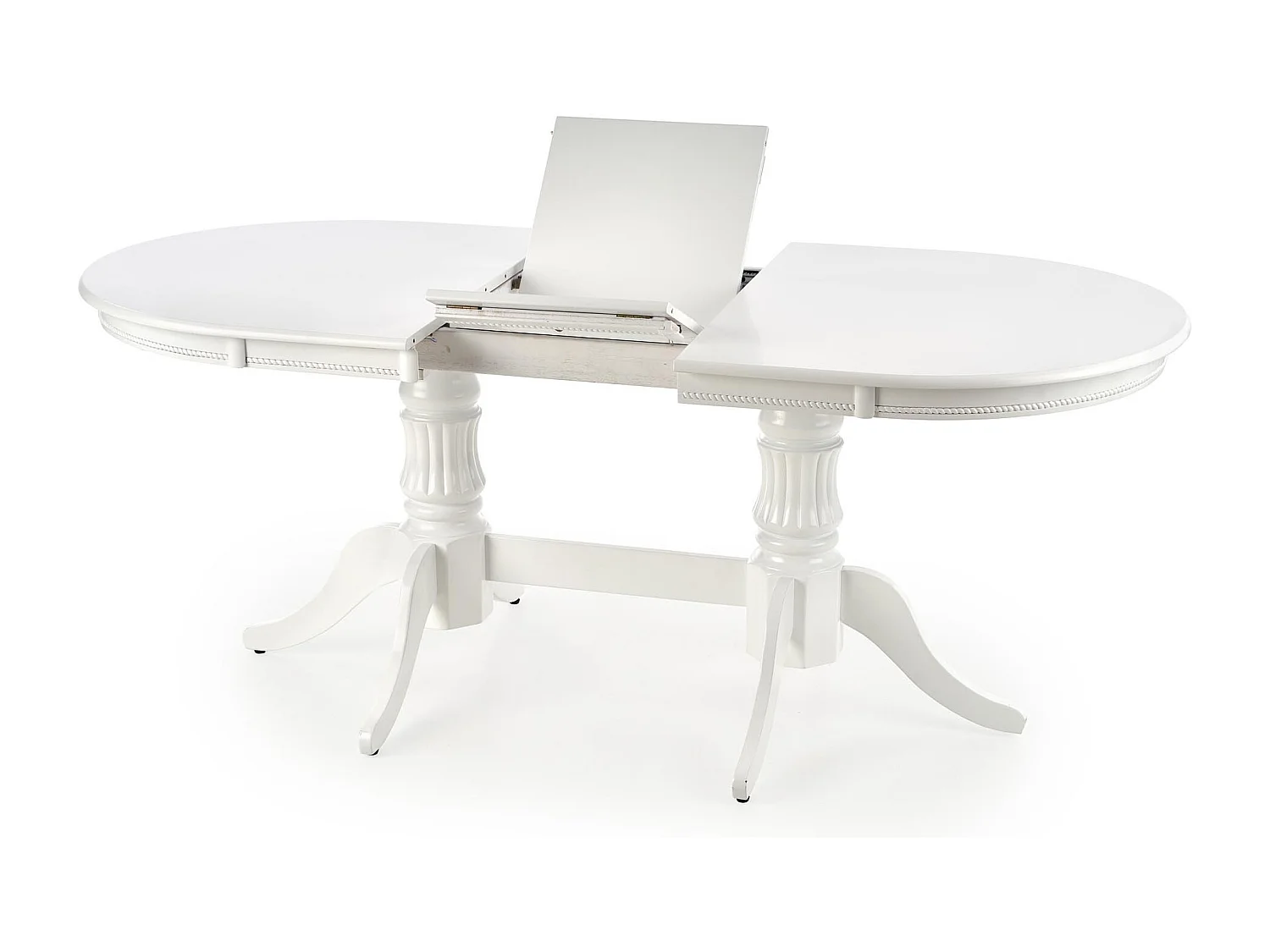 Table de salle à manger extensible blanche avec structure en bois massif Roma