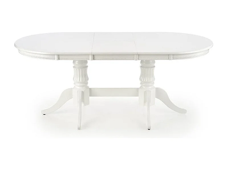 Table de salle à manger extensible blanche avec structure en bois massif Roma