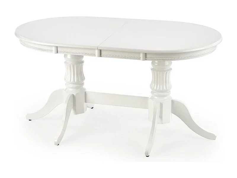 Table de salle à manger extensible blanche avec structure en bois massif Roma