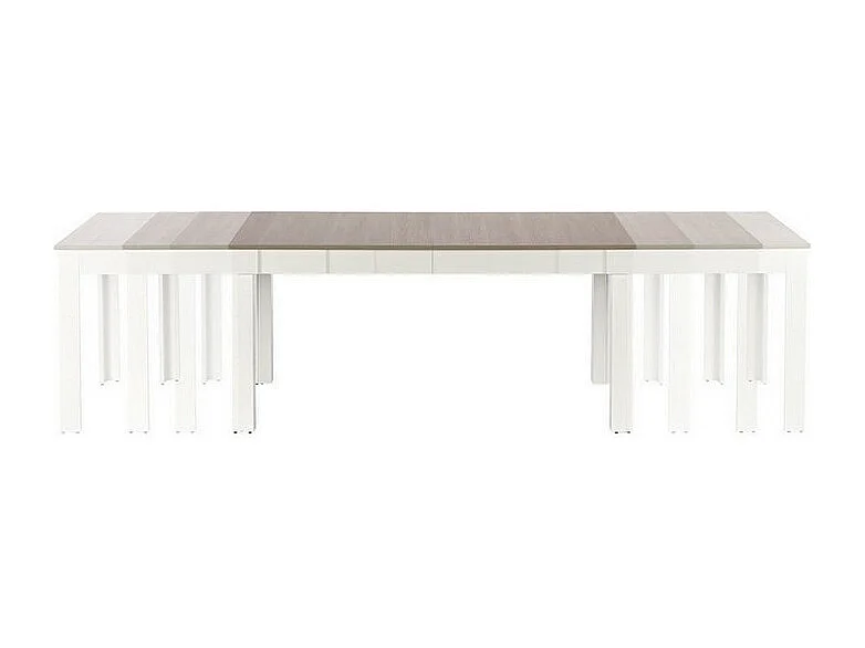 Tavolo da pranzo Melino in legno e bianco 160-300 cm