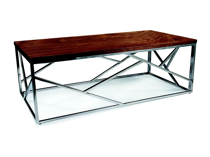 Mesa de centro de diseño con tablero de color nogal 120x60 cm Milla