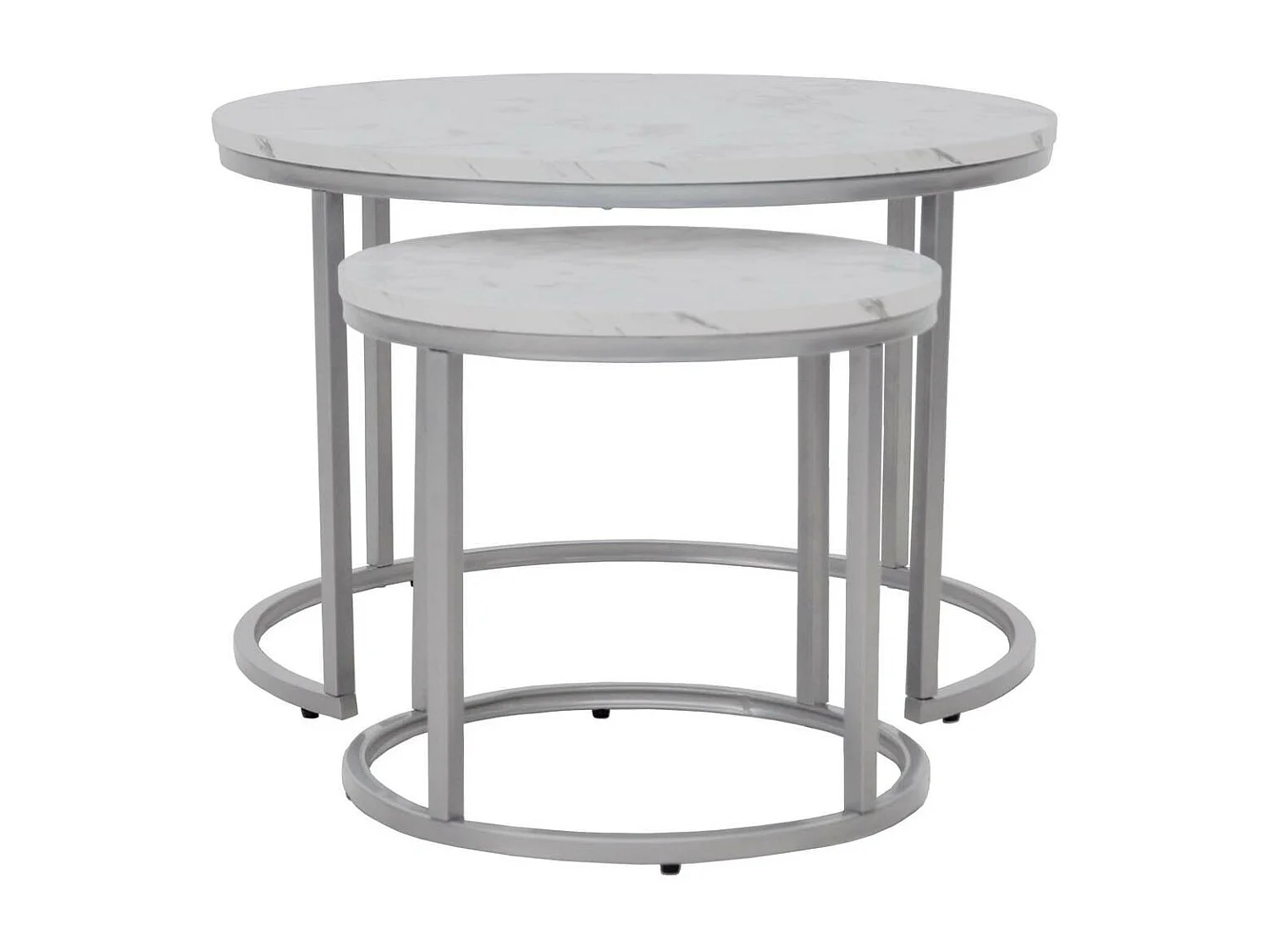 Set di due tavolini rotondi in marmo bianco Alicia