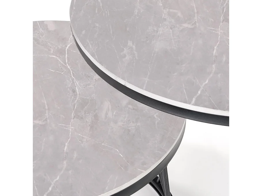 Ensemble de deux tables gigognes avec plateau aspect marbre gris MANOLO