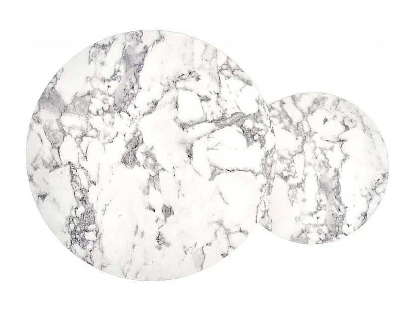 Tables gigognes rondes avec plateau style marbre et structure en métal doré Troie