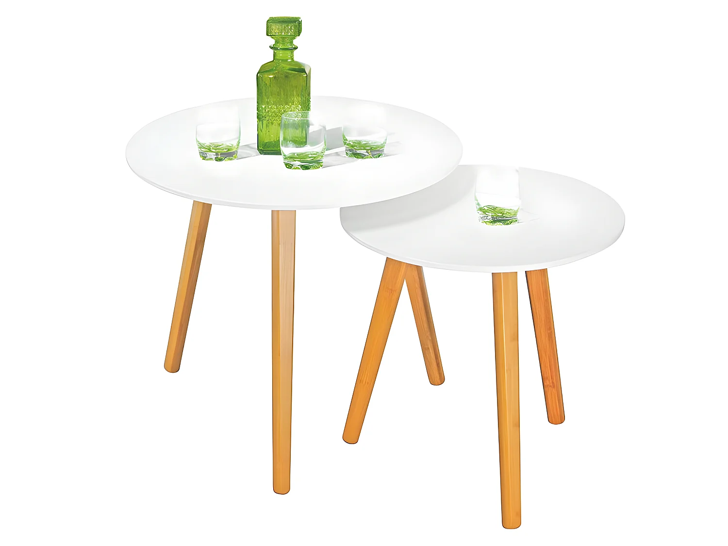 Tavolini scandinavi in bianco e legno Stock