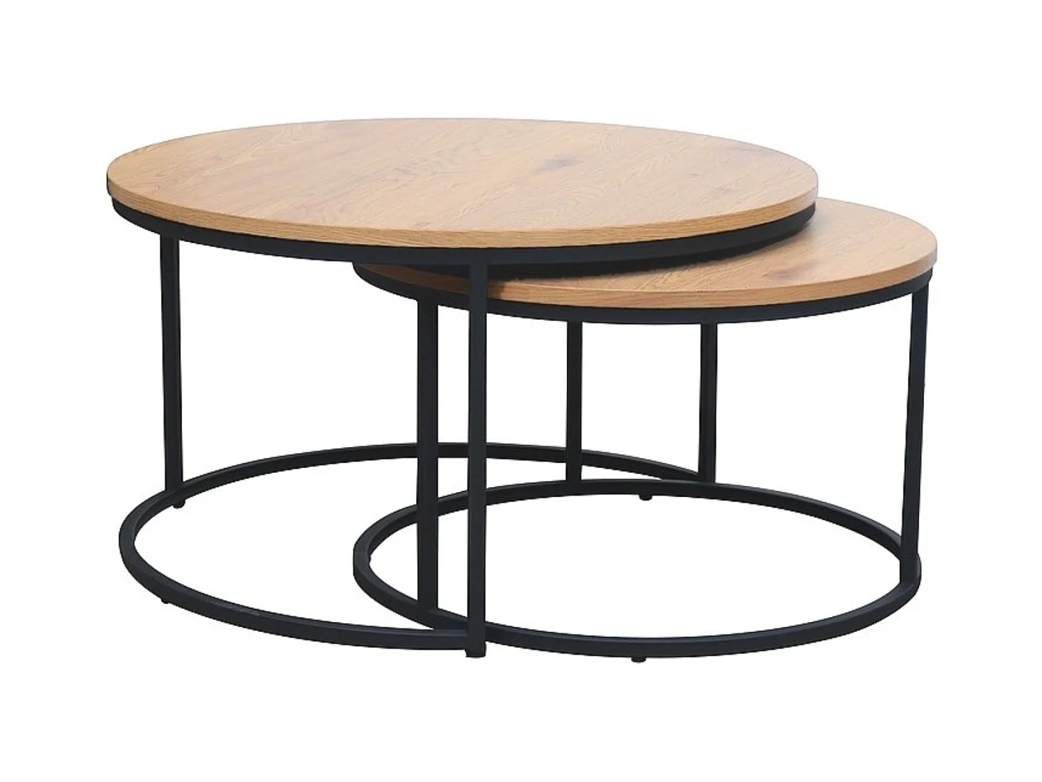 Table gigogne ronde bois et métal (x2) Onda