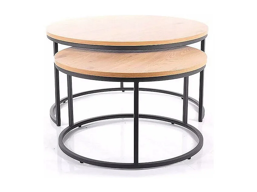 Table gigogne ronde bois et métal (x2) Onda