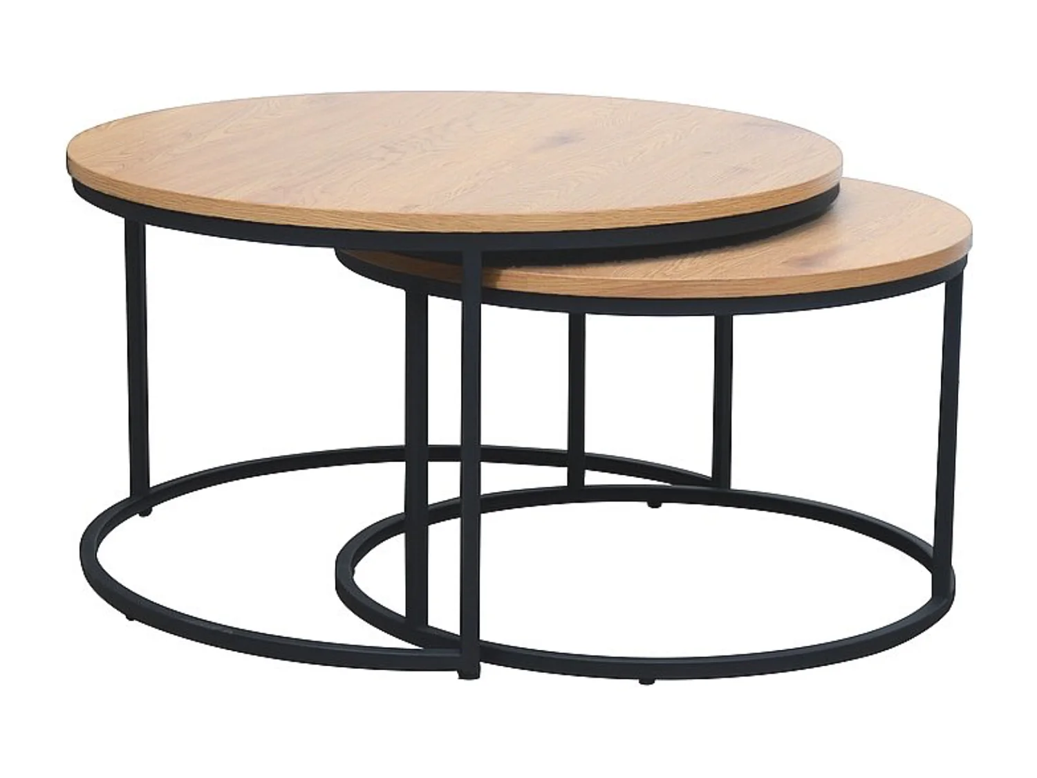 Table gigogne ronde bois et métal (x2) Onda