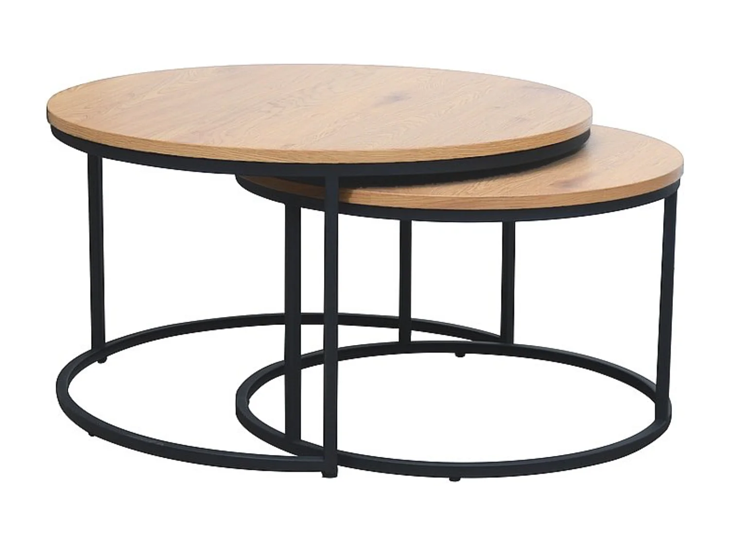 Table gigogne ronde bois et métal (x2) Onda