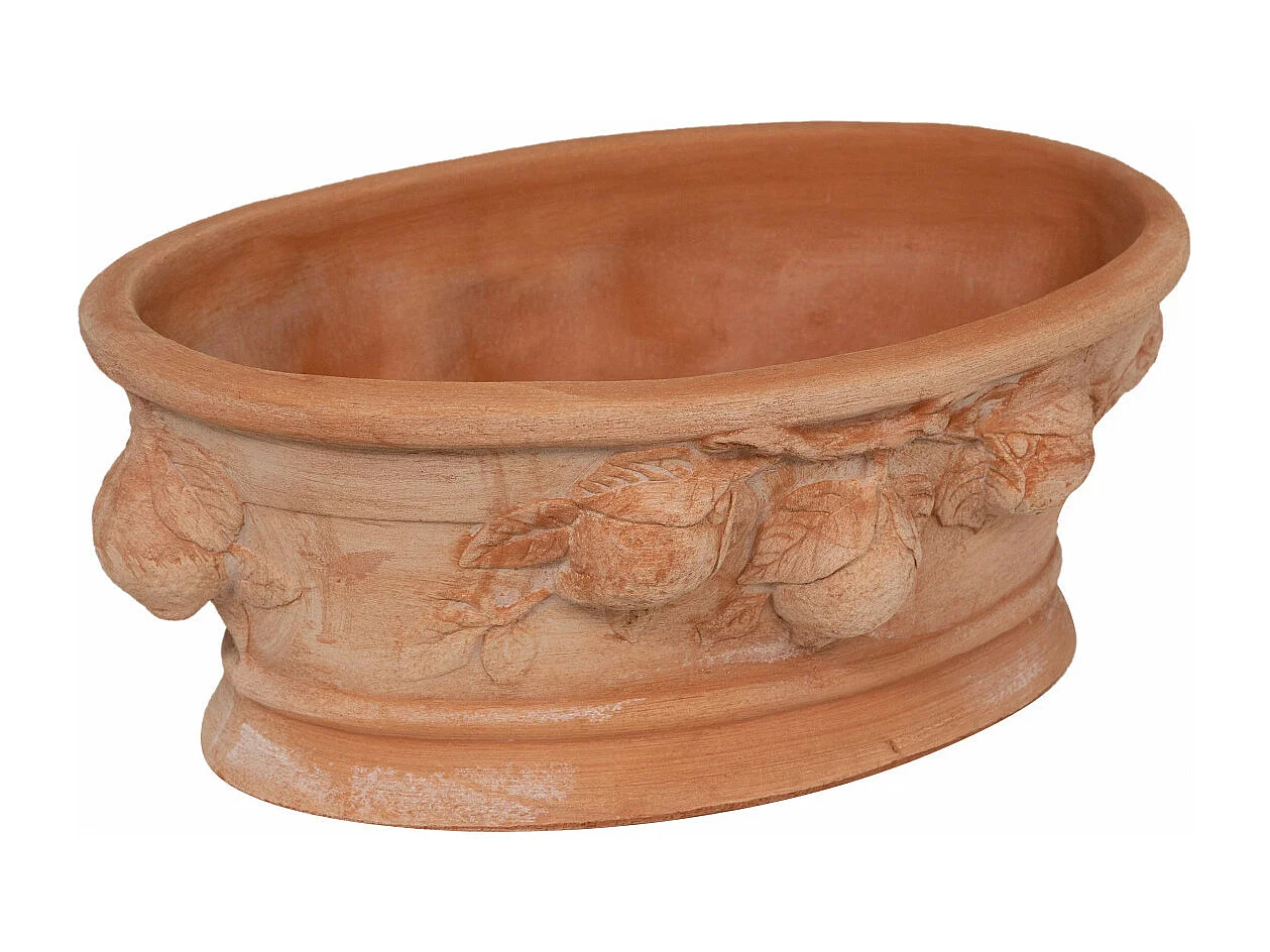 BISCOTTINI Vase - En Terre Cuite Antique - Coupe - Pot de Fleurs - Jardinière - Jardin - Mobilier - Décoration - 33x14x20 cm