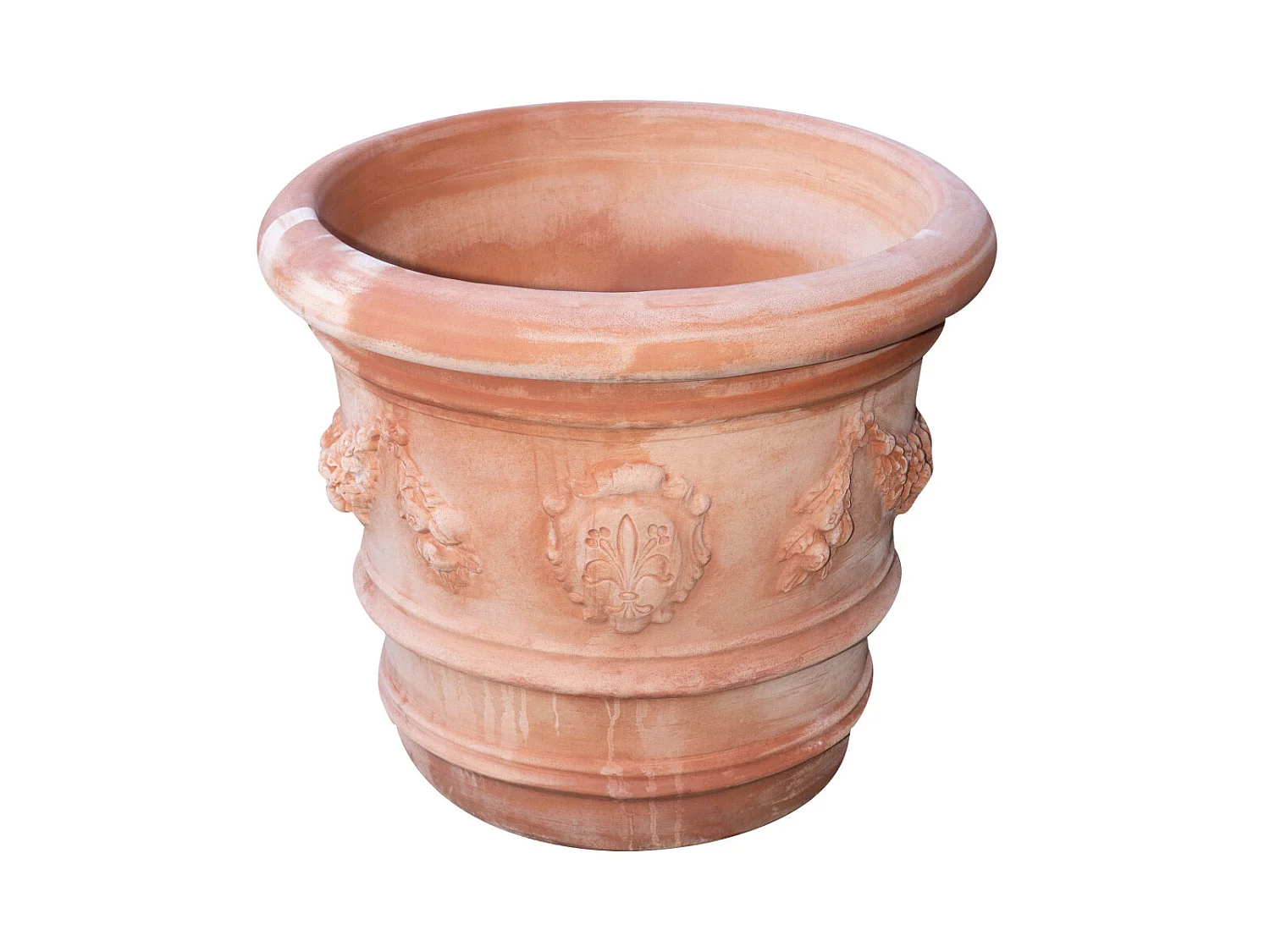 Vase Terre Cuite Toscane - Grand pot pour plantes et fleurs d'extérieur 72x61cm - Décoré à la main et fabriqué en Italie