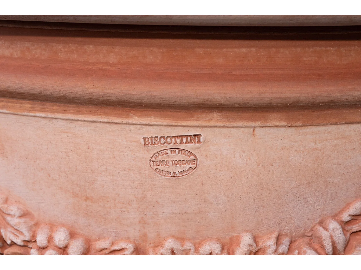 Vase Terre Cuite Toscane - Grand pot pour plantes et fleurs d'extérieur 72x61cm - Décoré à la main et fabriqué en Italie