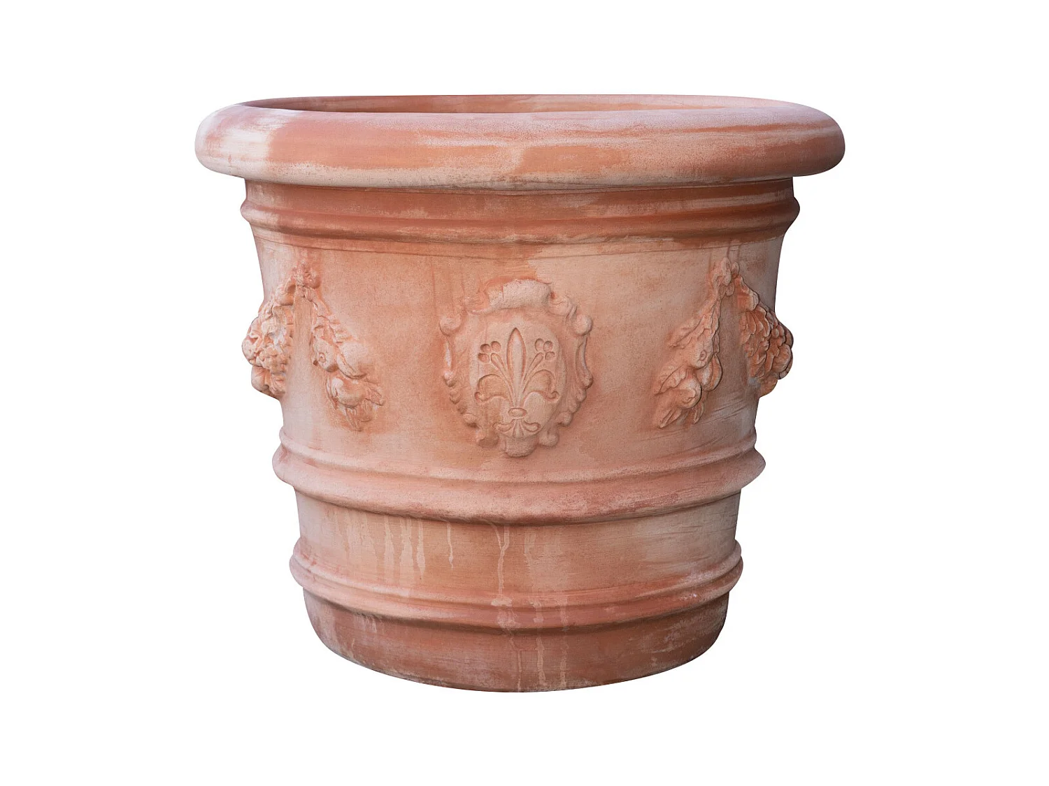 Vase Terre Cuite Toscane - Grand pot pour plantes et fleurs d'extérieur 72x61cm - Décoré à la main et fabriqué en Italie