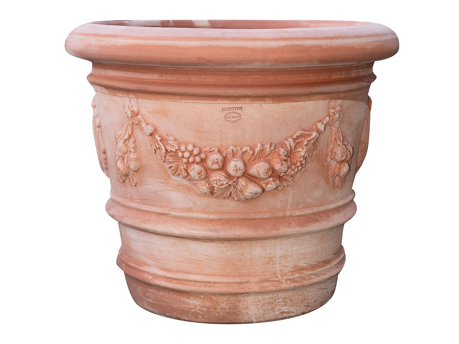 Vase Terre Cuite Toscane - Grand pot pour plantes et fleurs d'extérieur 72x61cm - Décoré à la main et fabriqué en Italie