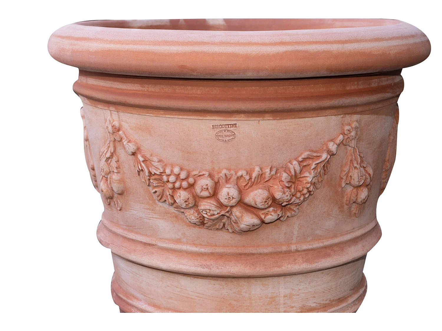 Vase Terre Cuite Toscane - Grand pot pour plantes et fleurs d'extérieur 72x61cm - Décoré à la main et fabriqué en Italie