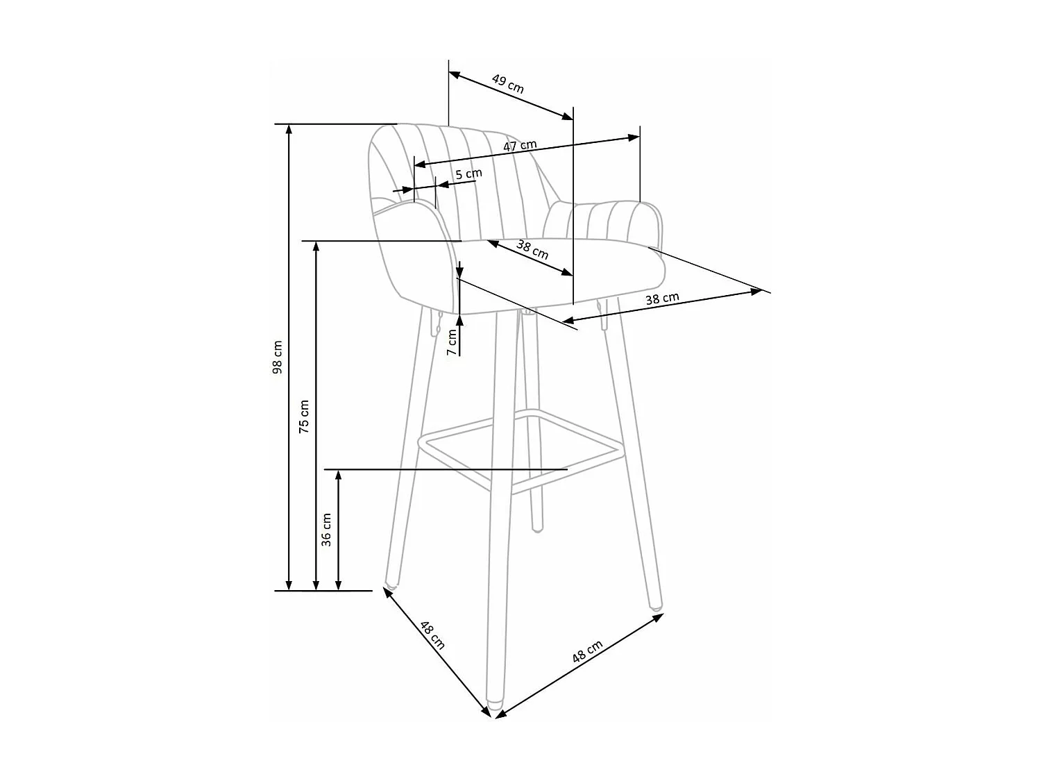 Sedia da bar in velluto verde con gambe in legno massiccio PULITO