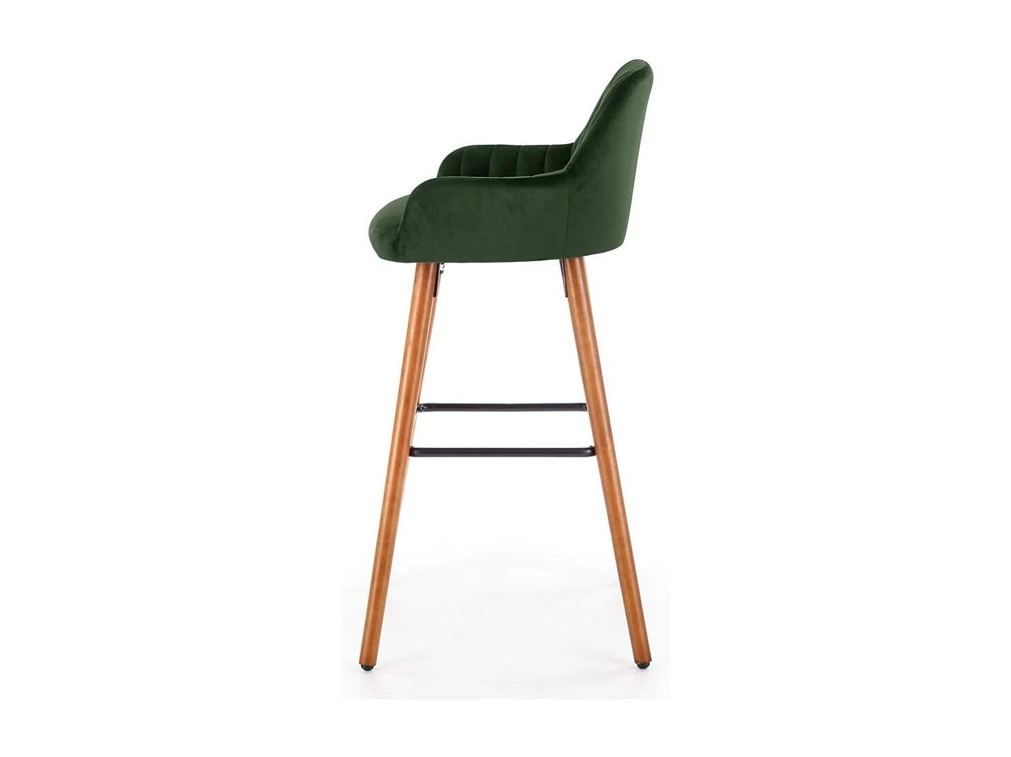 Silla de bar de terciopelo verde con patas de madera maciza LIMPIA