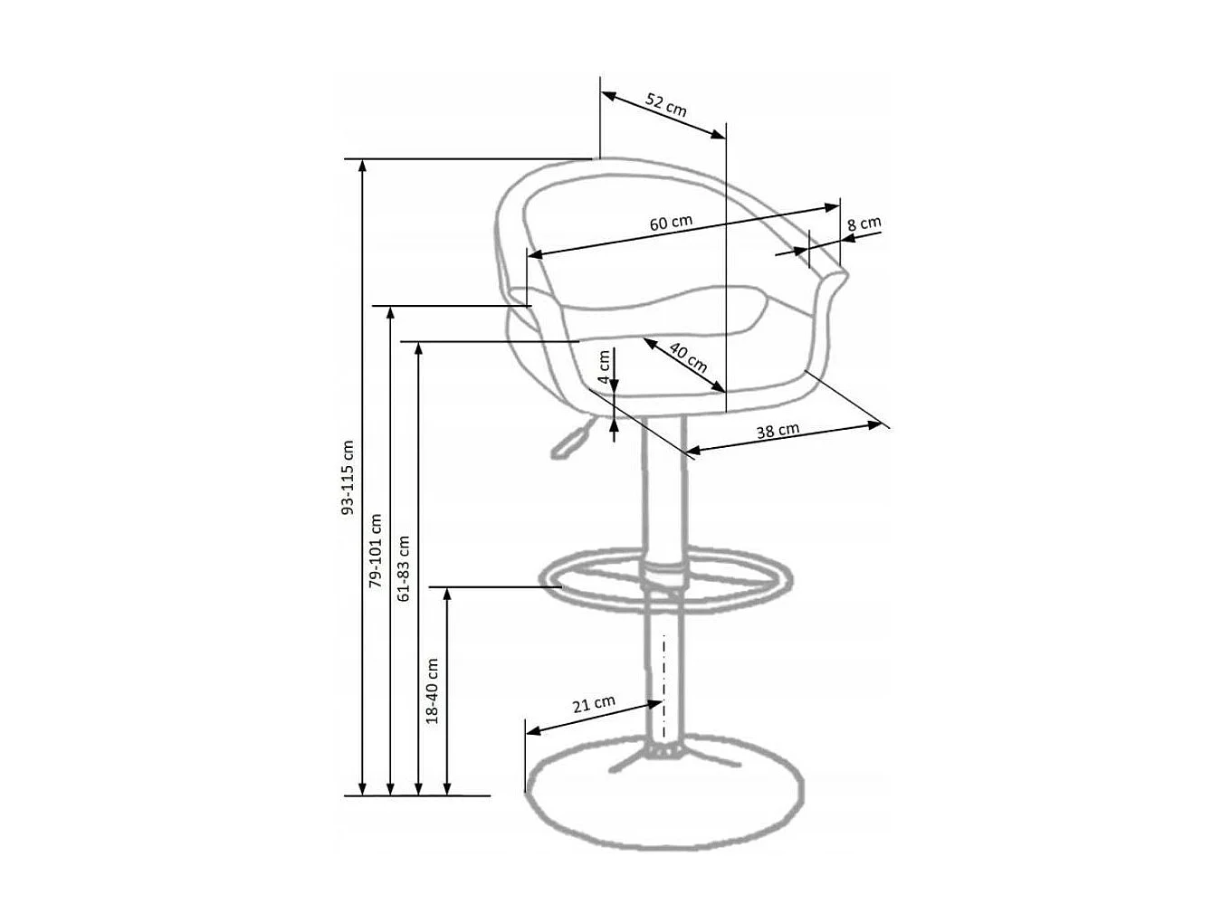Tabouret de bar design noir et blanc Doug