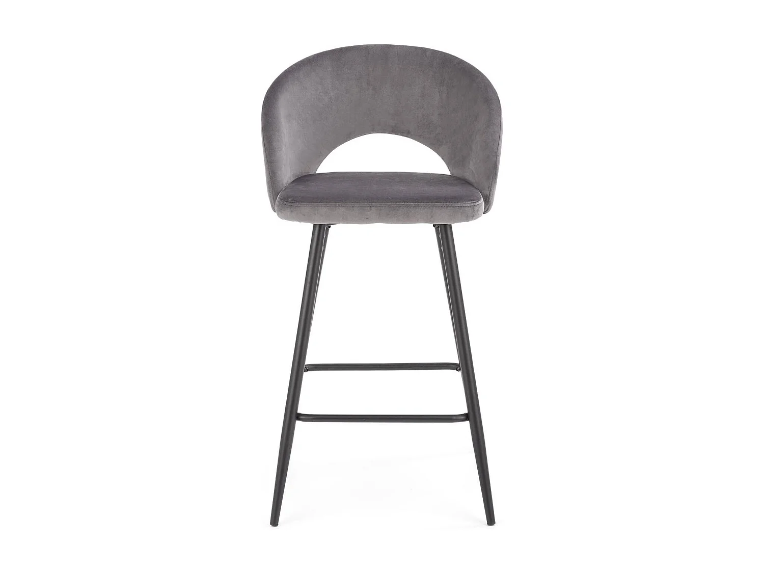 Chaise de bar en velours gris avec pieds en acier noir FIT