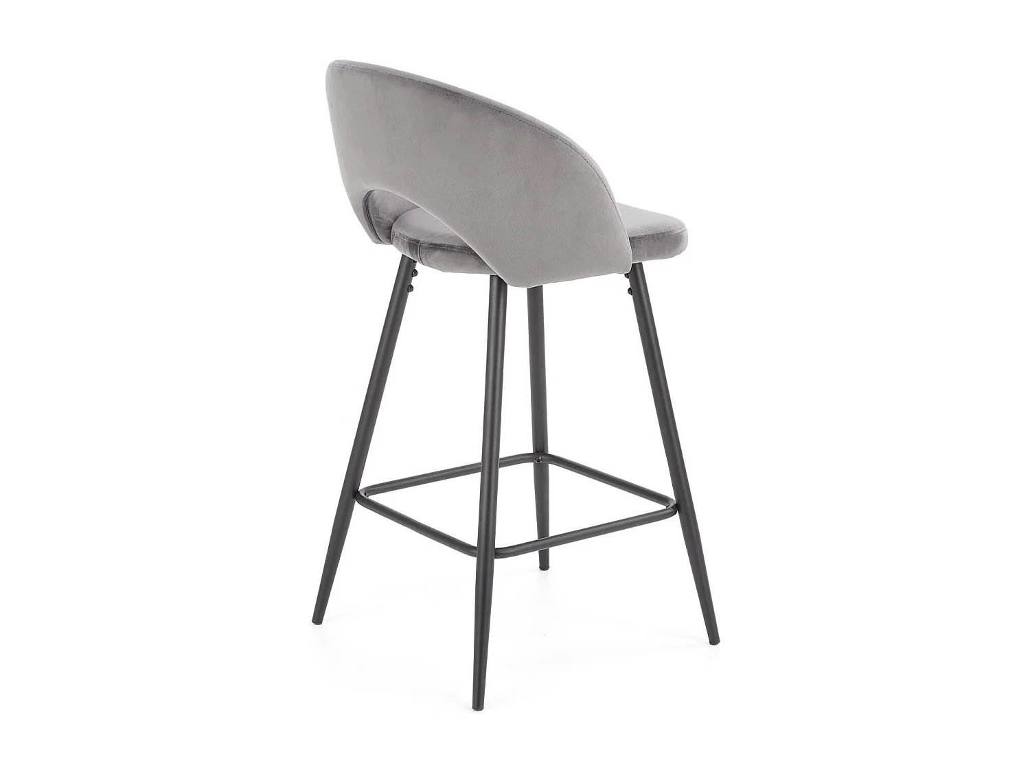 Chaise de bar en velours gris avec pieds en acier noir FIT