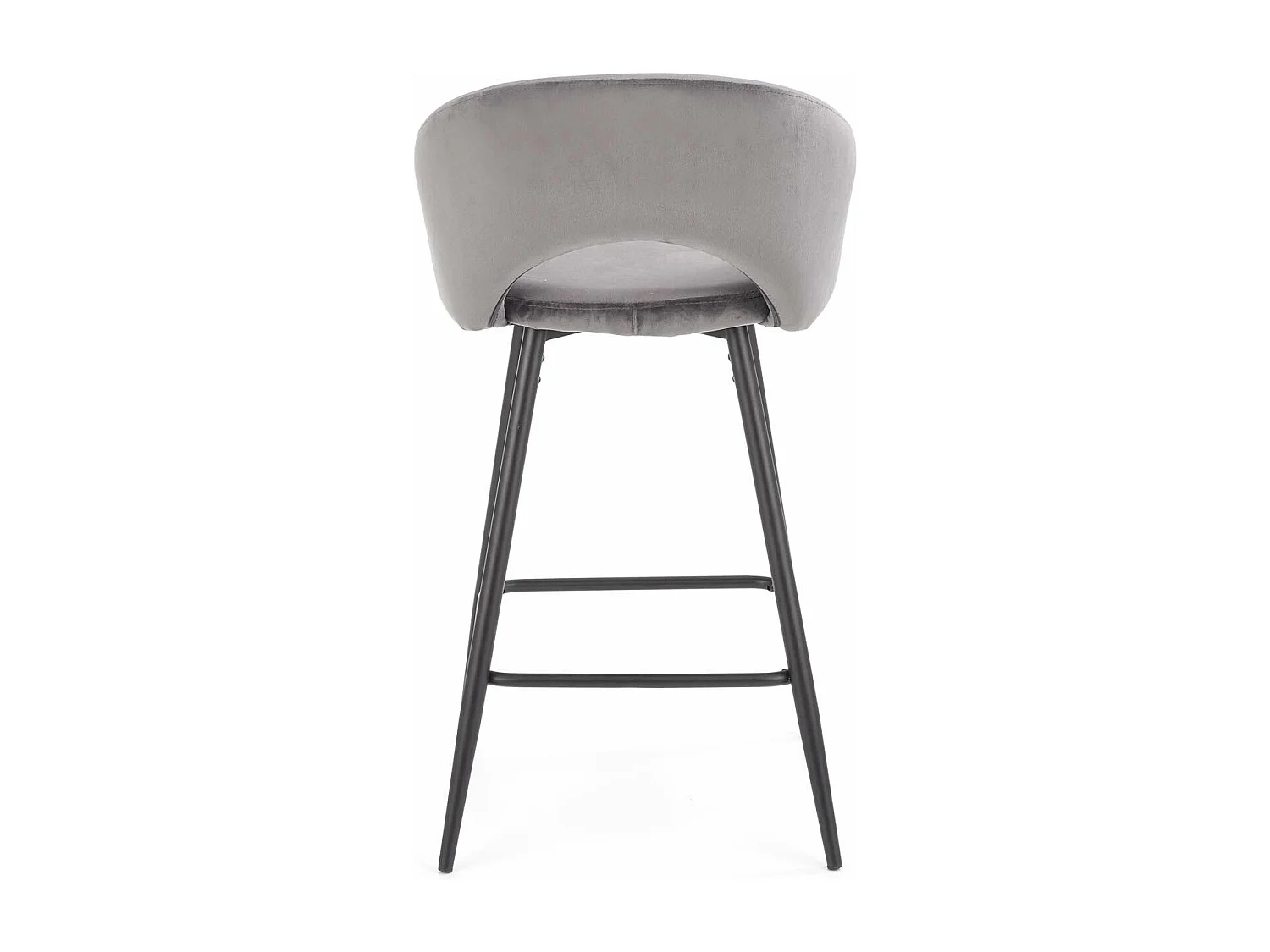 Chaise de bar en velours gris avec pieds en acier noir FIT
