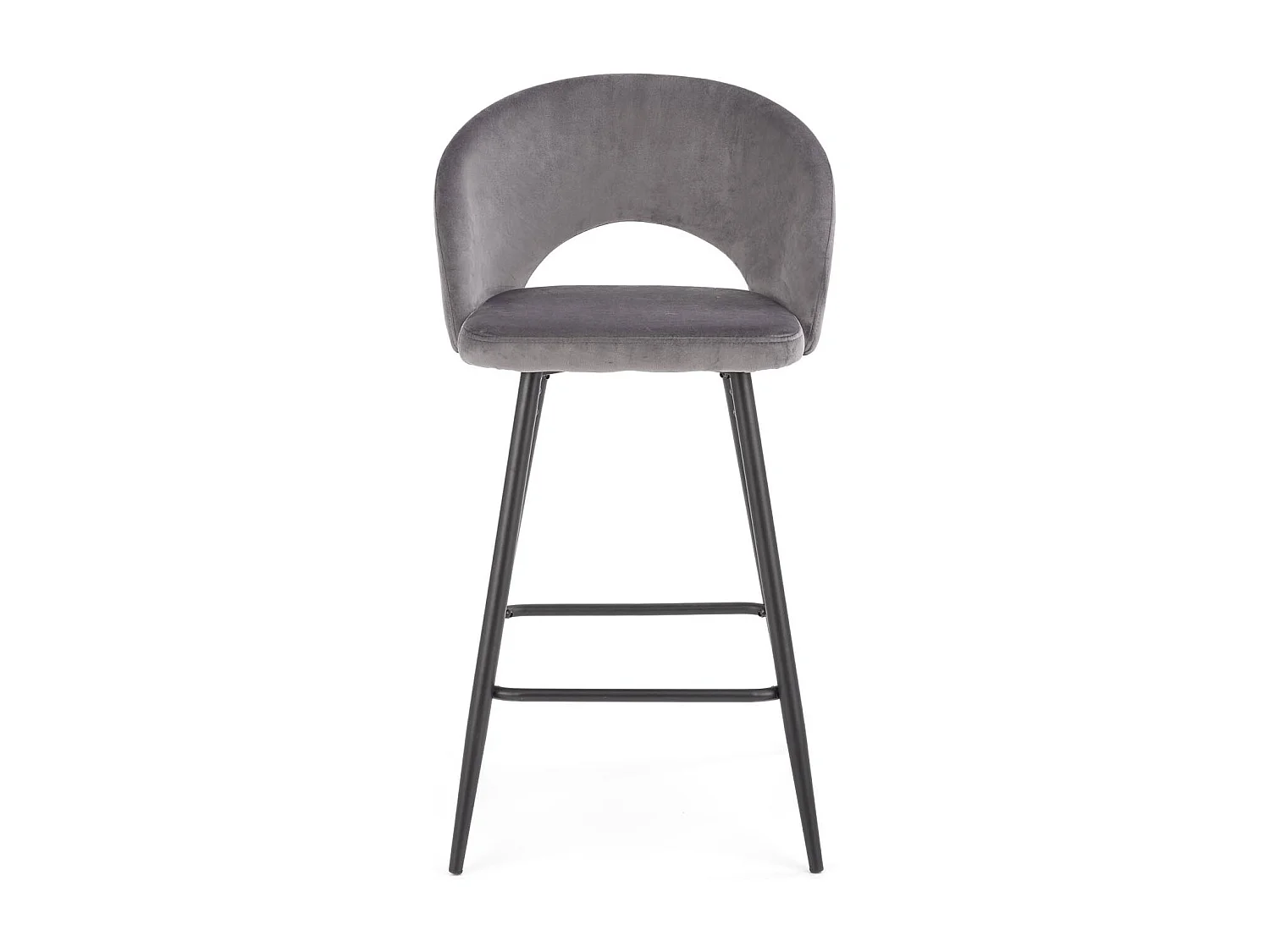 Chaise de bar en velours gris avec pieds en acier noir FIT