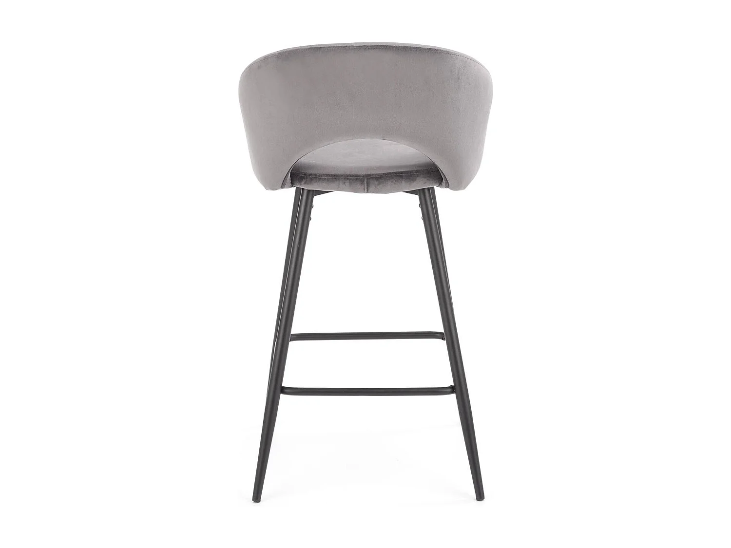 Chaise de bar en velours gris avec pieds en acier noir FIT