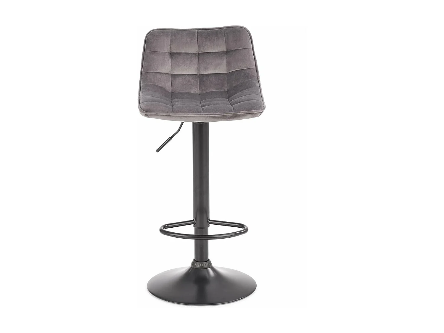Tabouret de bar en velours gris avec piètement en acier noir MANCHESTER