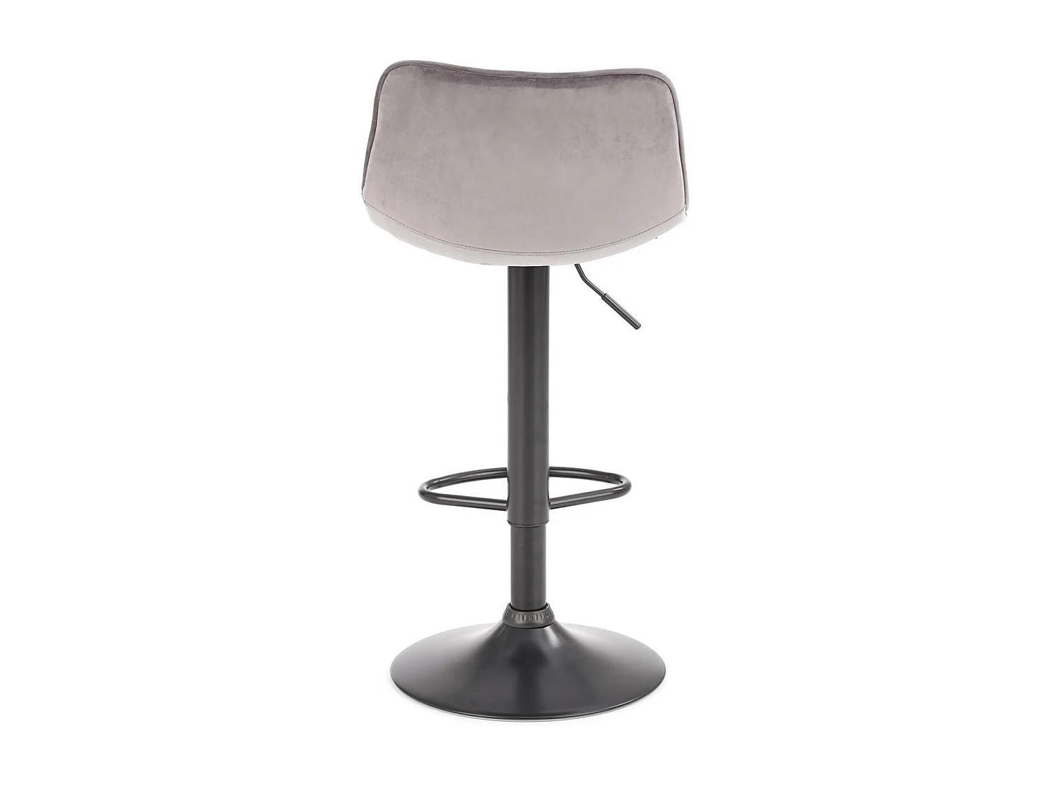 Tabouret de bar en velours gris avec piètement en acier noir MANCHESTER