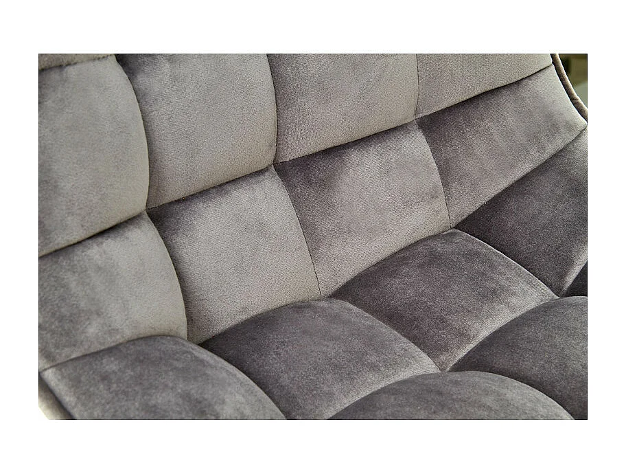 Tabouret de bar en velours gris avec piètement en acier noir MANCHESTER