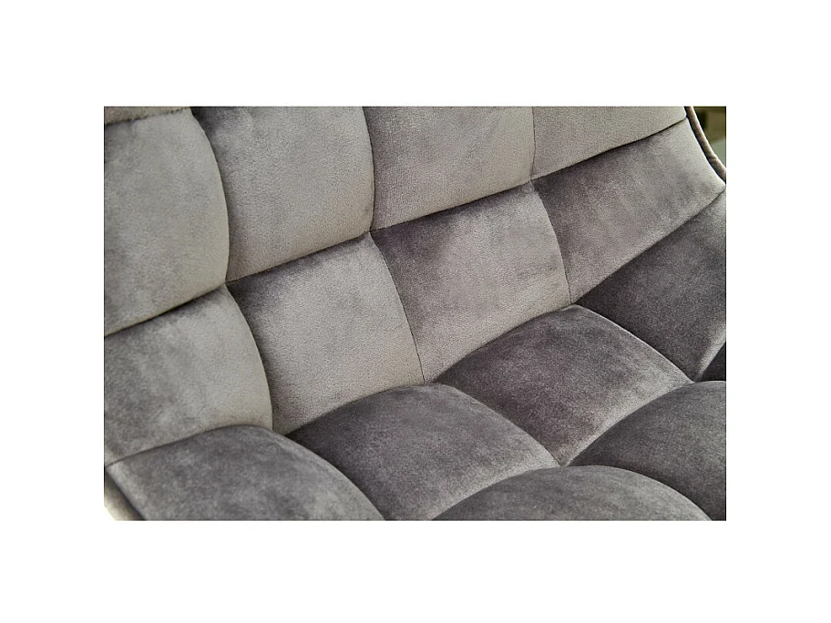 Taburete de bar de terciopelo gris con estructura de acero negro MANCHESTER