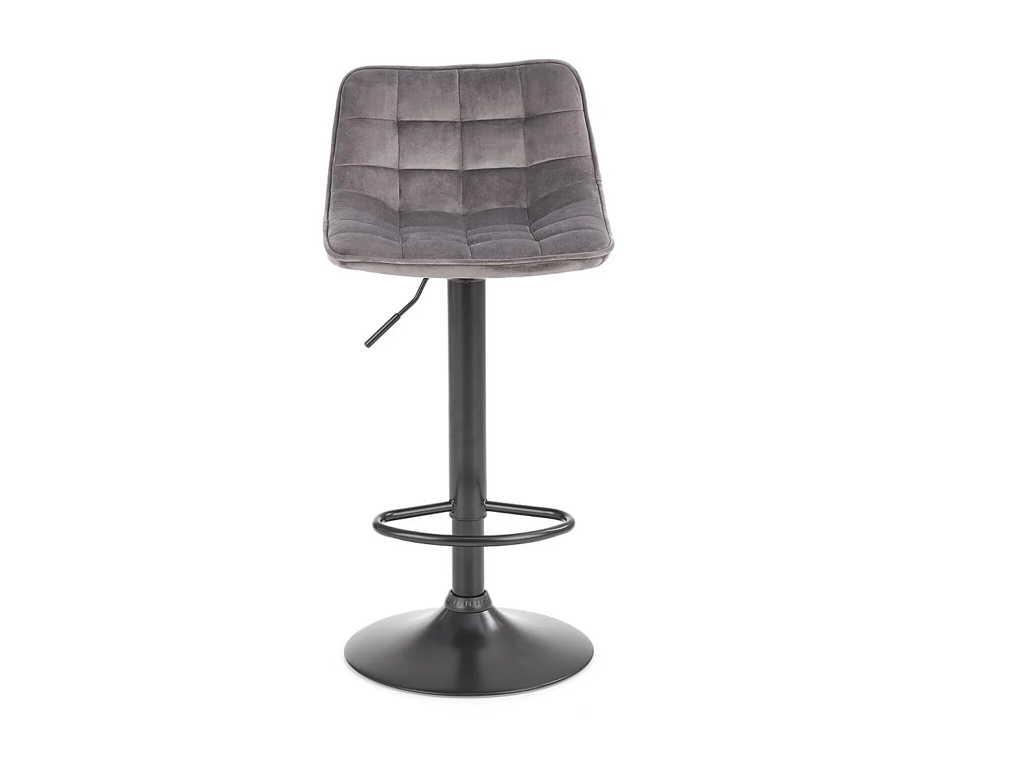 Sgabello da bar in velluto grigio con struttura in acciaio nero MANCHESTER
