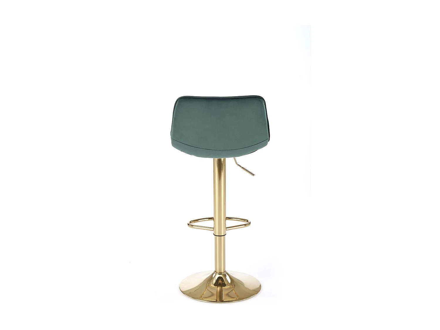 Sedia da bar in velluto verde con base in metallo dorato Spiega