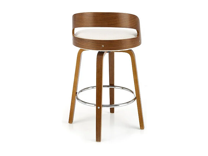 Chaise de bar aspect noyer avec assise en tissu bouclé Eliott