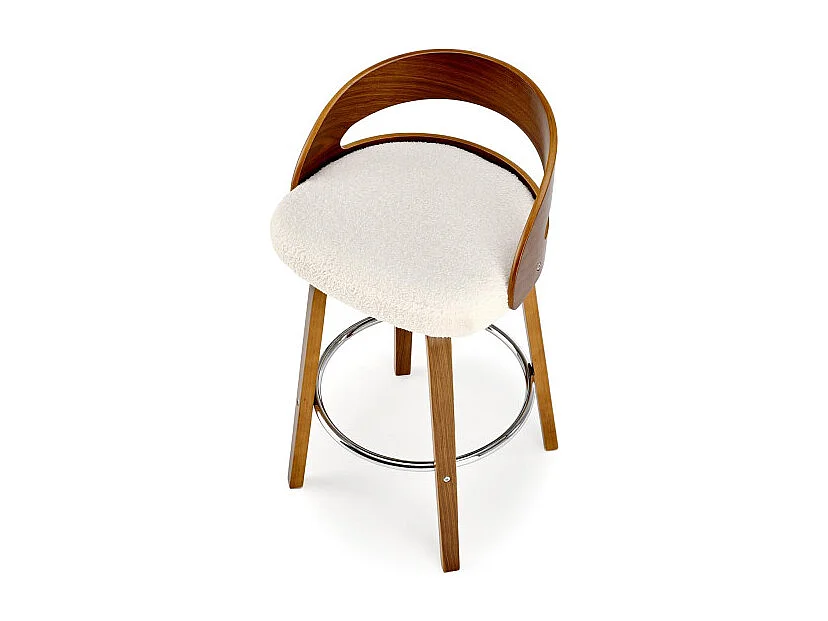 Chaise de bar aspect noyer avec assise en tissu bouclé Eliott