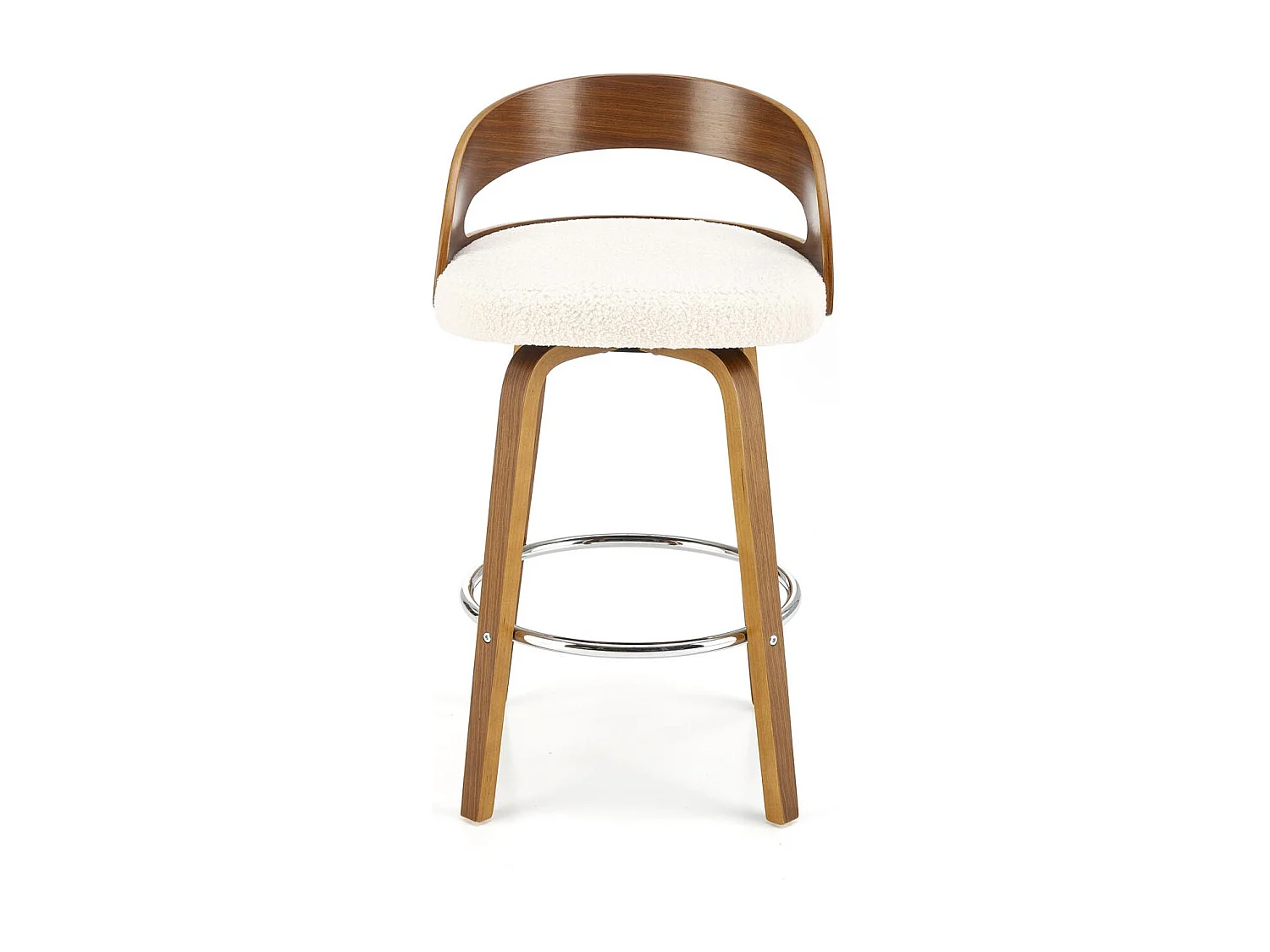 Sedia da bar in noce con seduta in tessuto riccio Eliott