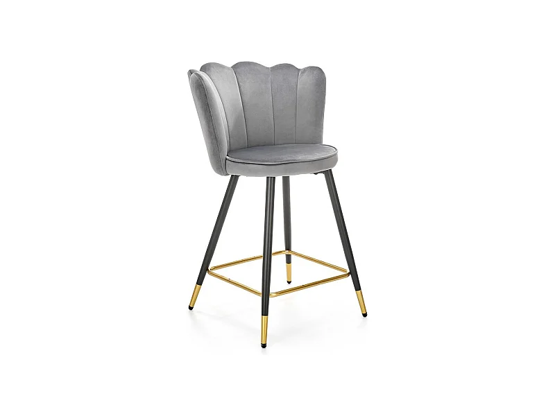 Tabouret de bar design velours gris Sundo